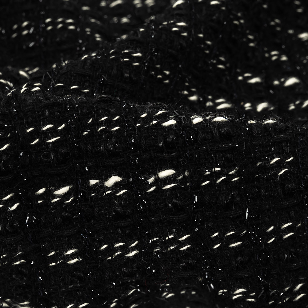 Alexander Wang Italian Black and White Striped Metallic Wool Tweed ...