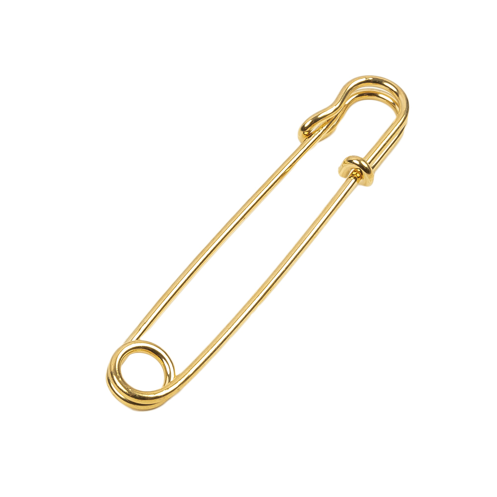 Vintage Czech Gold Decorative Safety Pin - 2.5 - Safety Pins