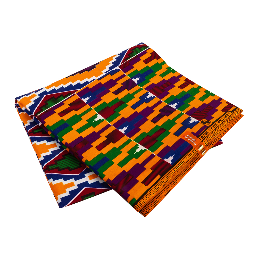 Orange African Cotton Kente - High Fashion Fabrics