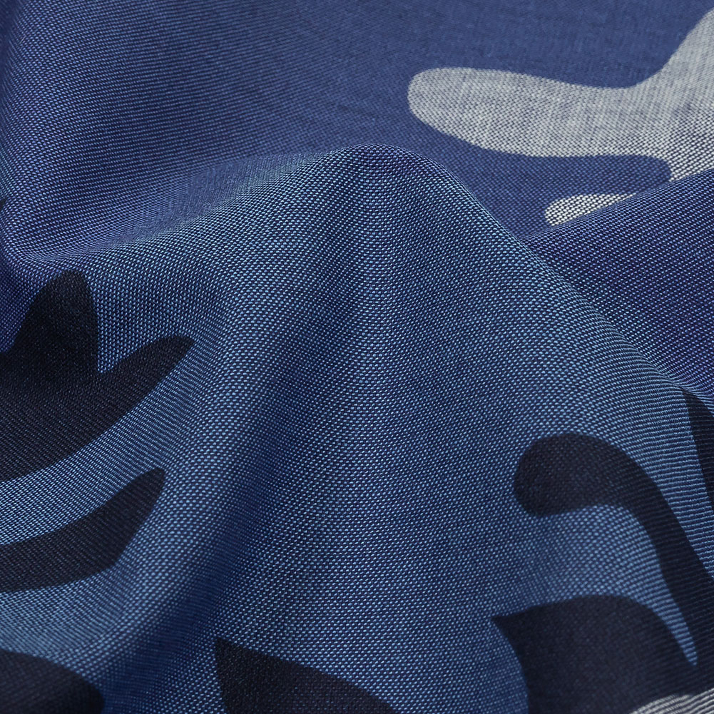 Blue Camouflage Cotton Chambray - Prints - Cotton - Fashion Fabrics