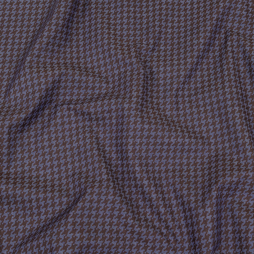 Blue and Brown Houndstooth Printed Lightweight Cotton and