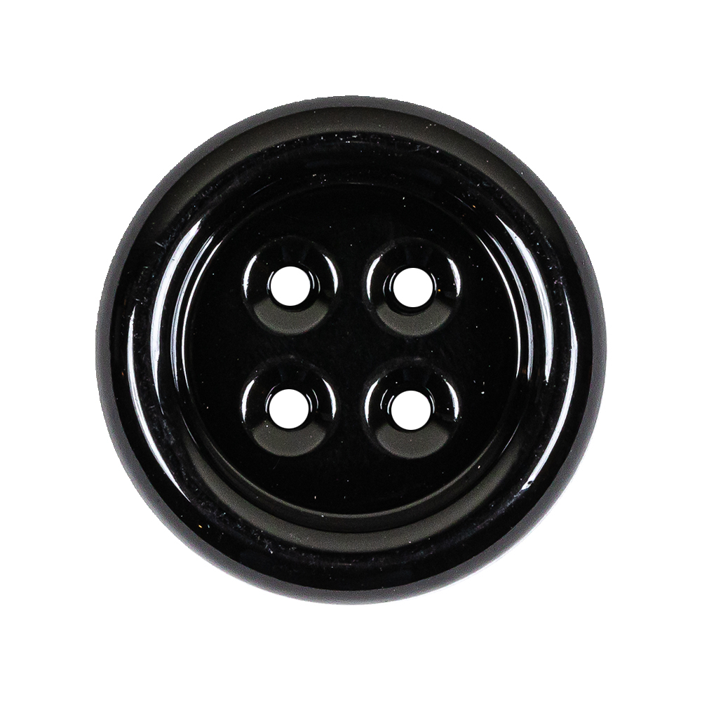 Black Metal 4-Hole Dish Button - 44L/28mm - Lacquer - Metal - Buttons