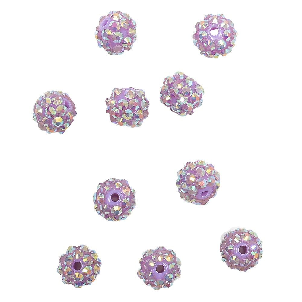 Purple AB Rhinestone and Resin Faceted 12mm Beads - 10pc - Loose Beads -  Other Notions - Notions