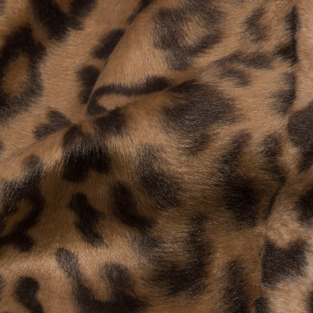 Brown and Tan Leopard Short Pile Faux Fur - Faux Fur/Leather/Suede ...