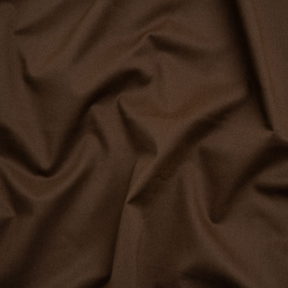 Averill Coffee Bean Brown Carbon Brushed Stretch Khaki Twill - Brushed -  Cotton - Fashion Fabrics
