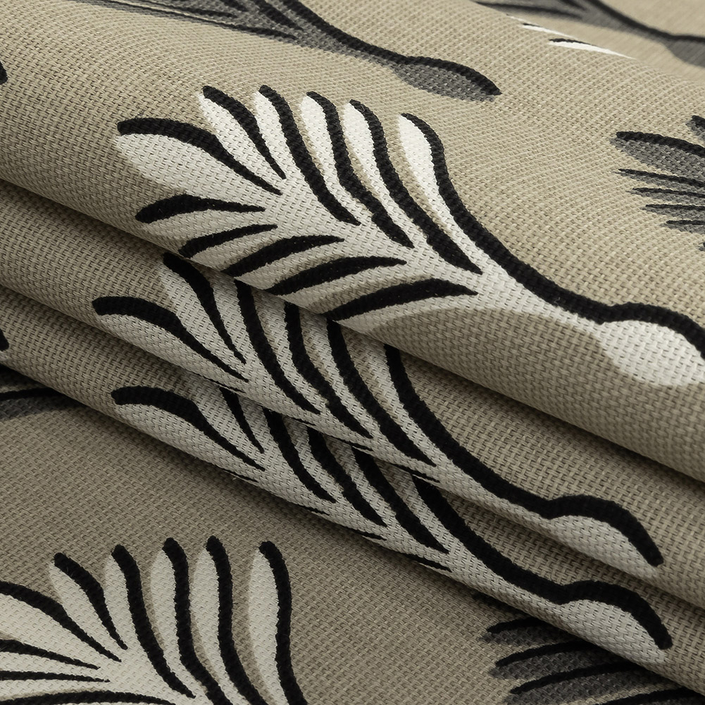 British Imported Linen Geometric Ferns Printed Cotton Canvas - Drapery ...