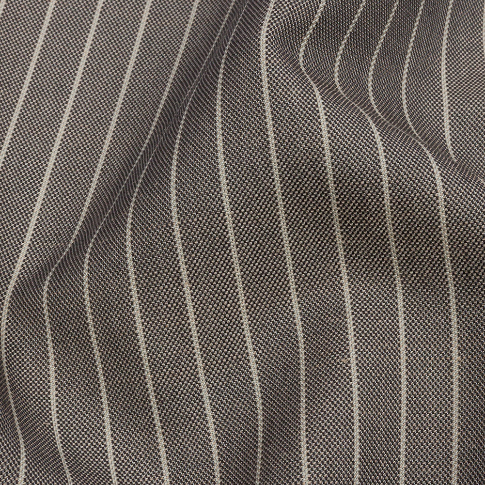 Italian Gray/White Chalk Striped Cotton Suiting - Suiting - Cotton ...