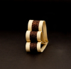 Italian Metallic Dark Copper and Tan Striped Grosgrain Ribbon - 0.625 - Detail | Mood Fabrics