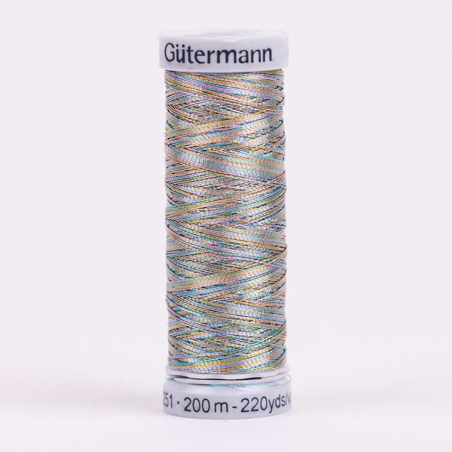71 Silver/Multicolor 200m Gutermann Metallic Thread | Mood Fabrics