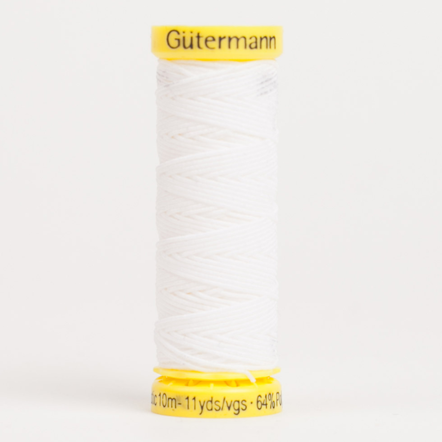 5019 White 10m Gutermann Elastic Thread | Mood Fabrics