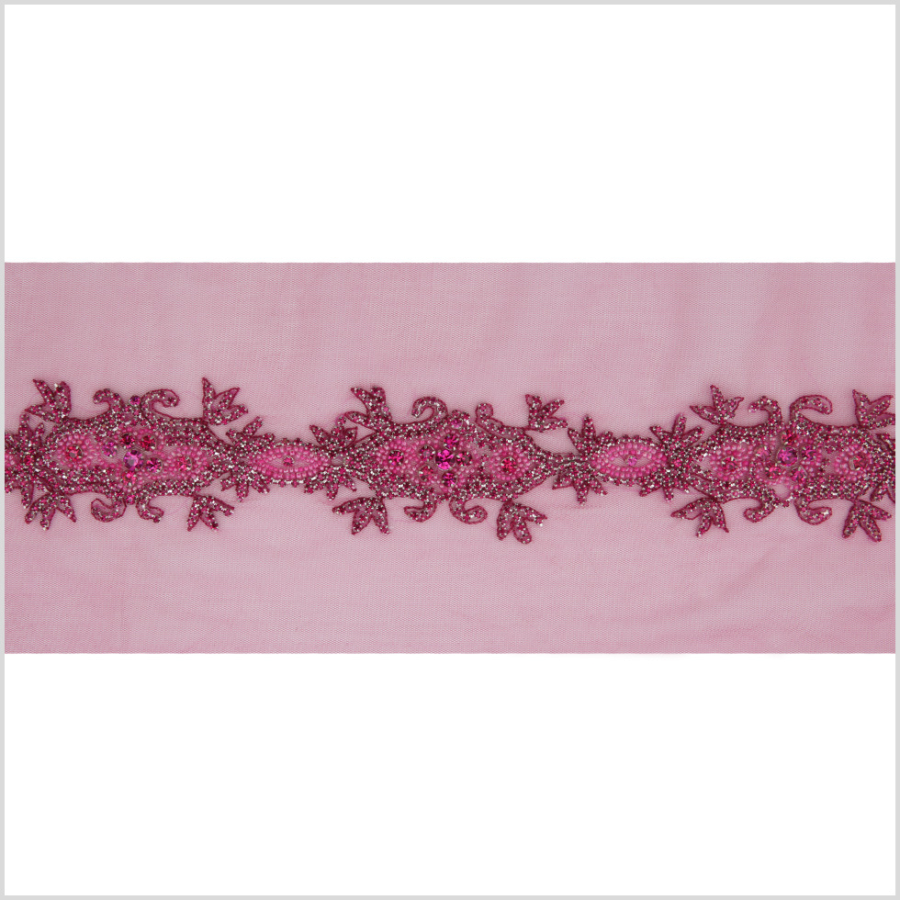 2.5 Hot Pink Fancy Beaded Rhinestone Trim | Mood Fabrics