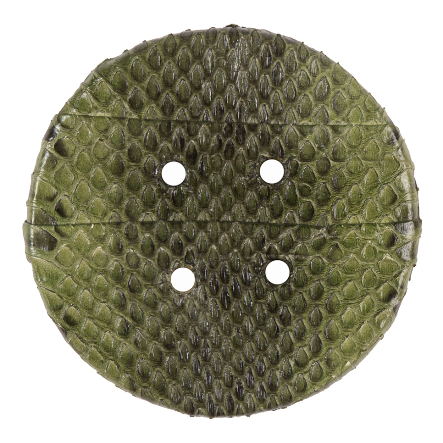 61mm Garden Green Snakeskin Covered Button | Mood Fabrics