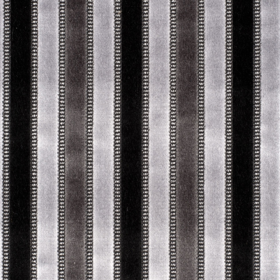 Black/Gray Stripes Ribbed Velvet | Mood Fabrics
