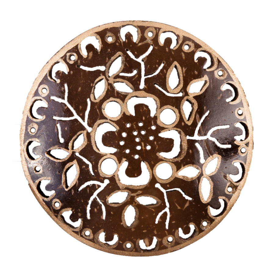 Brown/Gold Painted Coconut Button - 94L/60mm | Mood Fabrics
