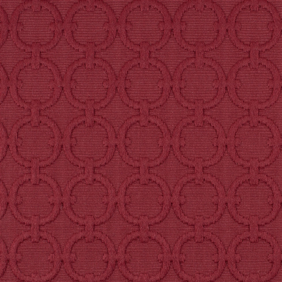 Red Berry Geometric Embroidered Cotton-Poly Woven | Mood Fabrics