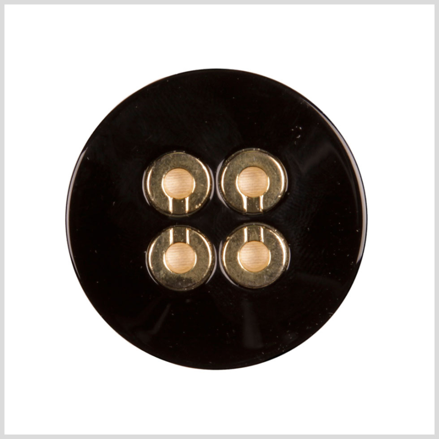 Black Lacquer Gold Metal Button - 60L/38mm | Mood Fabrics