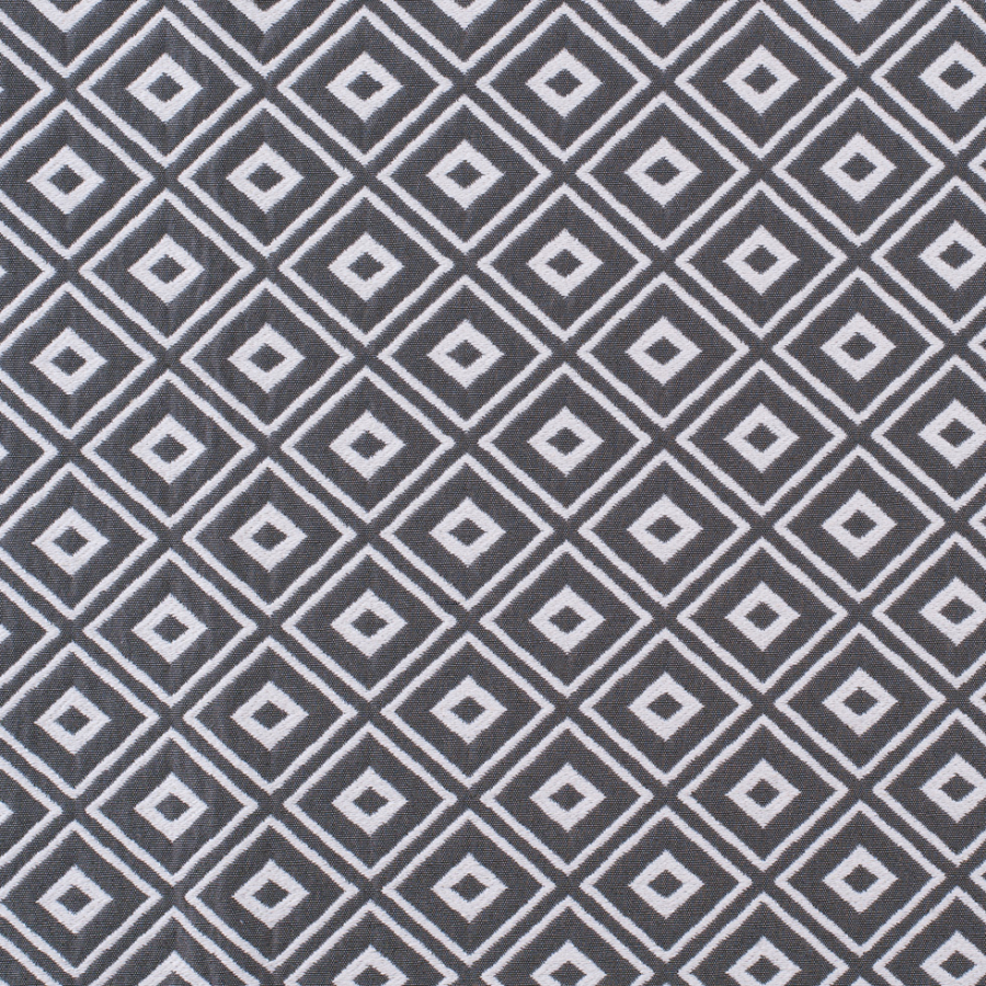 Gray and Ivory Geometric Poly-Cotton Jacquard | Mood Fabrics