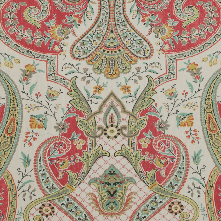 Radish Damask Paisley Printed Cotton Twill | Mood Fabrics