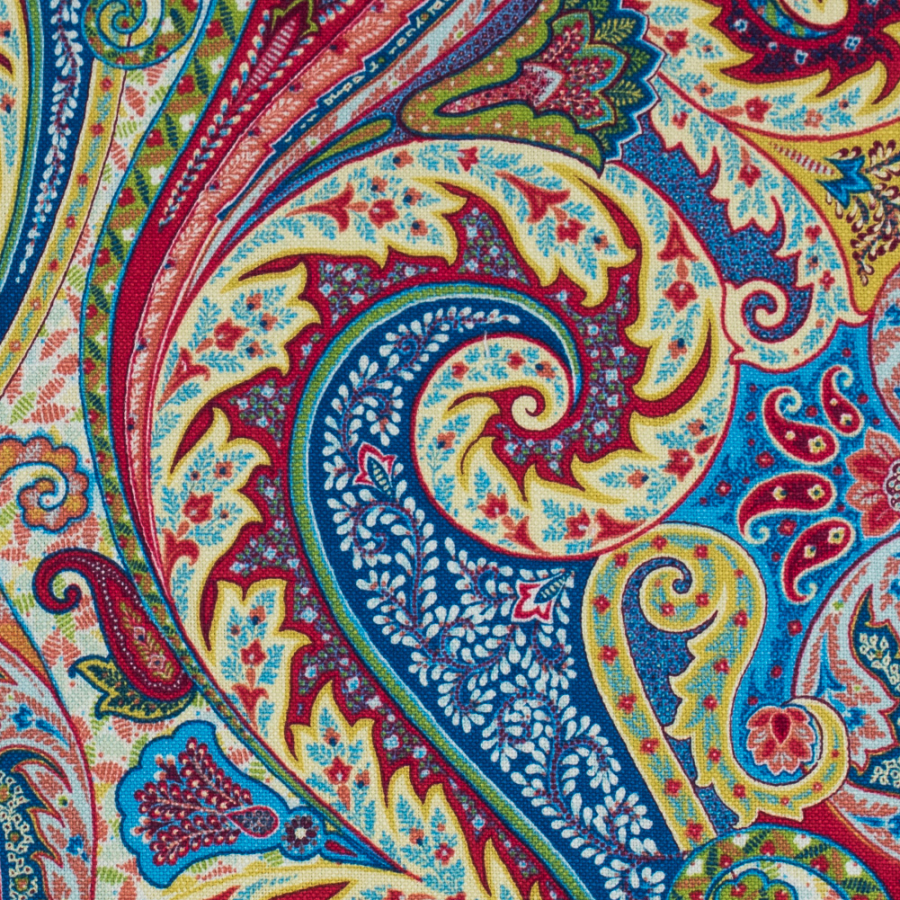 Multi-colored Jaipur Paisley Linen Woven | Mood Fabrics