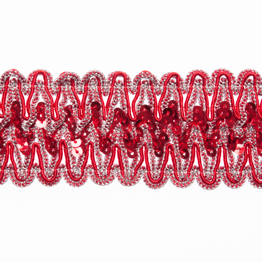 1.75 Metallic Red Sequin Braid Trimming | Mood Fabrics