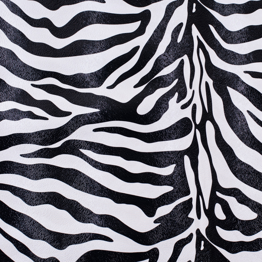 French Black and White Zebra Textured Vinyl | Mood Fabrics