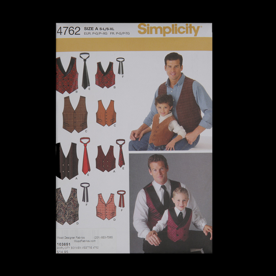 Simplicity Boy/Men's Vest/Tie Pattern 4762 | Mood Fabrics