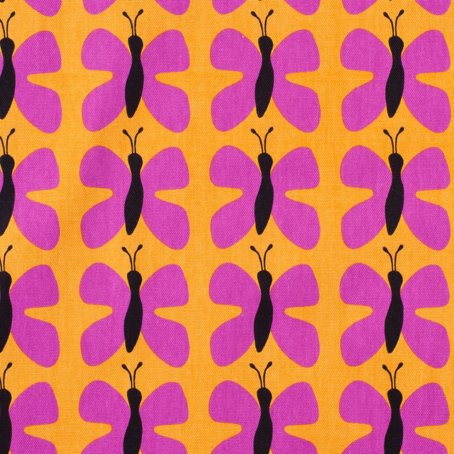 Swedish Pink and Orange Small Butterflies Cotton | Mood Fabrics