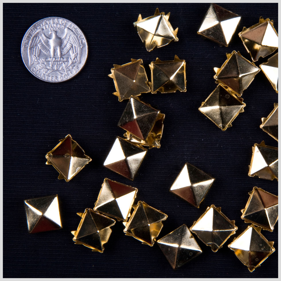 1/2 Gold Pyramid Nailheads | Mood Fabrics