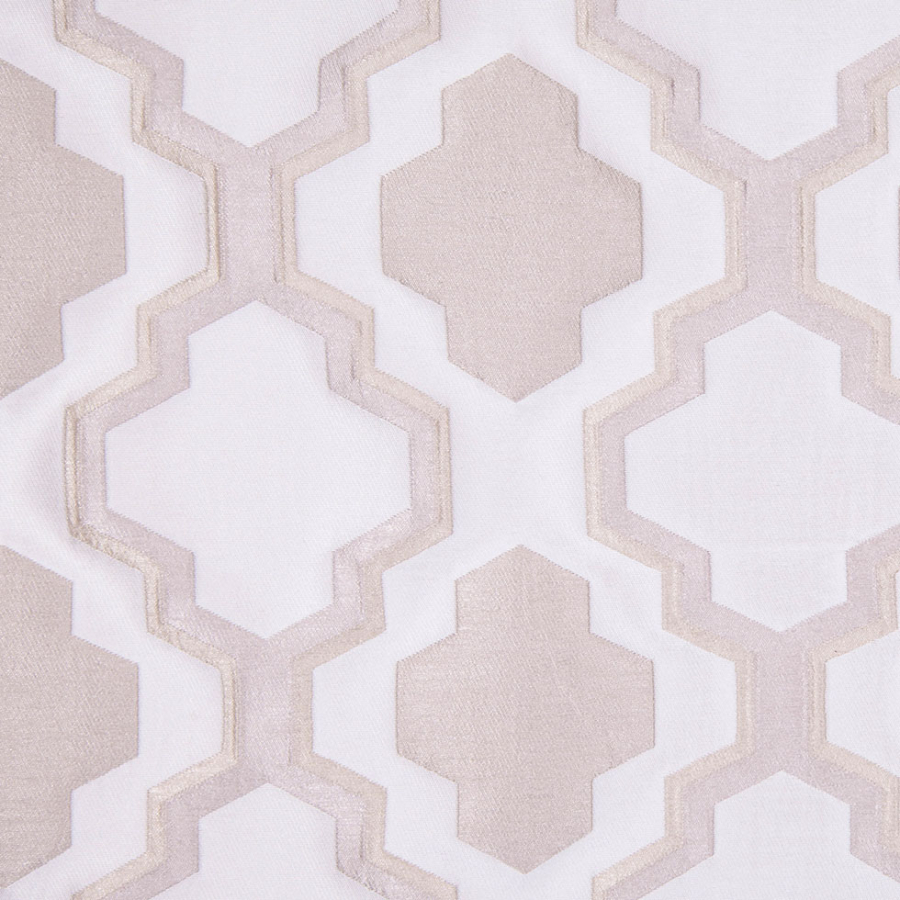 Ivory Geometric Lines and Shapes Satiny Brocade | Mood Fabrics