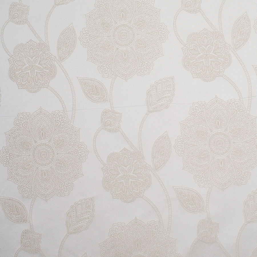 Light Beige and Ivory Floral Satin Jacquard | Mood Fabrics