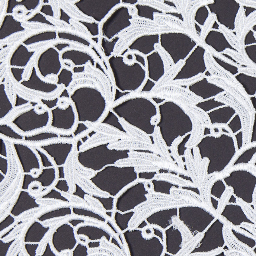 Metallic White Scrollwork Couture Guipure Lace Fabric | Mood Fabrics