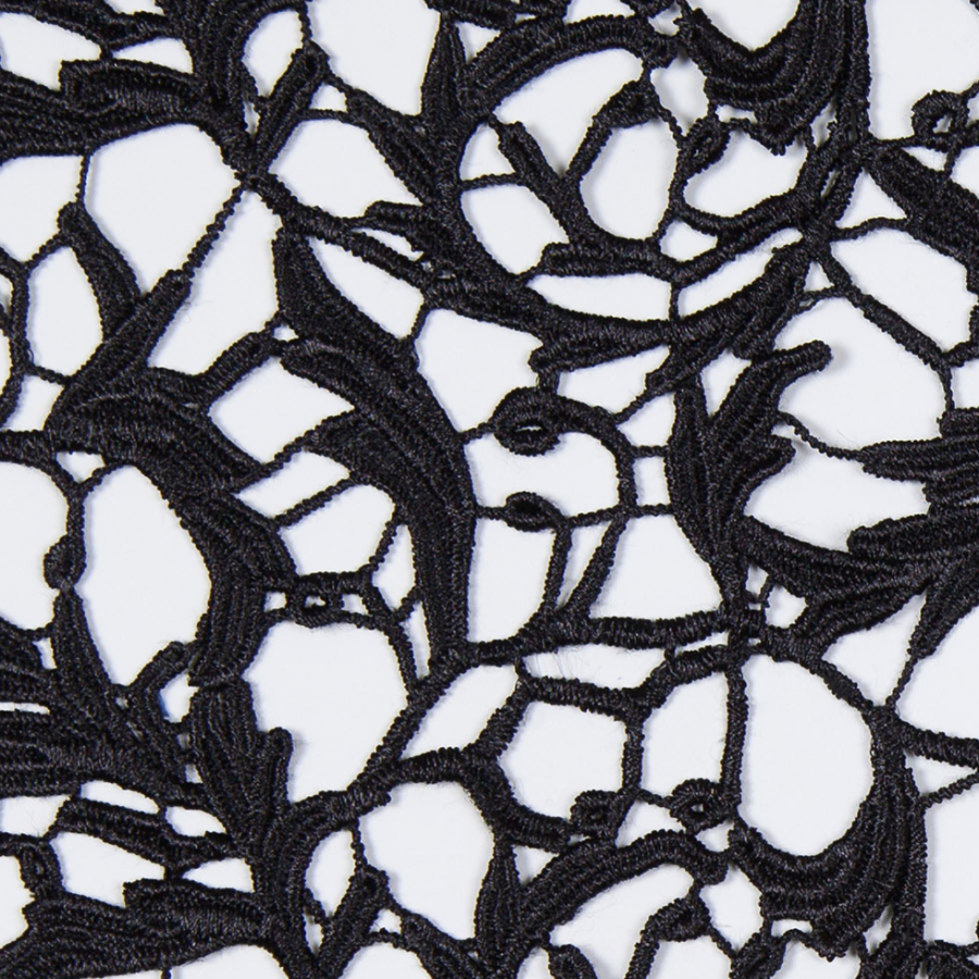 Metallic Black Scrollwork Couture Guipure Lace Fabric | Mood Fabrics