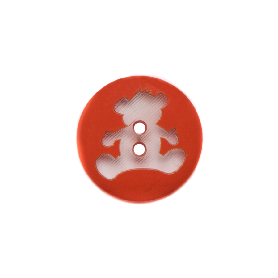 Italian Orange Teddy Bear Plastic Button - 24L/15mm | Mood Fabrics