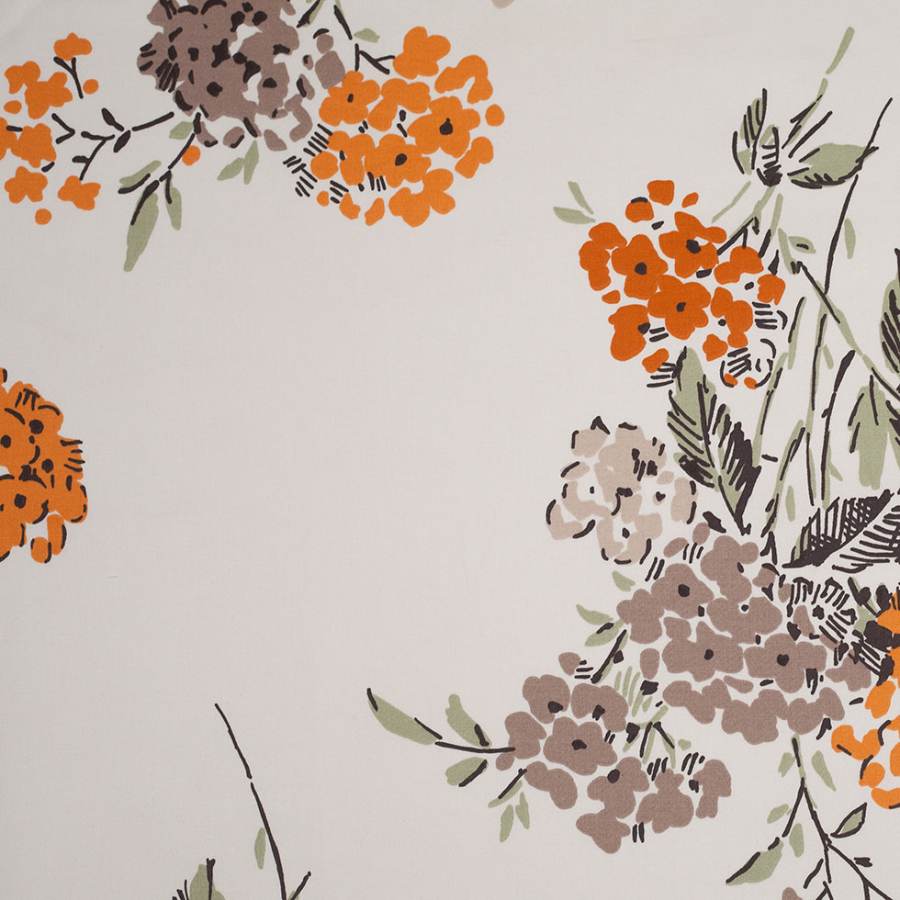 Fawn Illustrated Flowers Cotton Woven | Mood Fabrics
