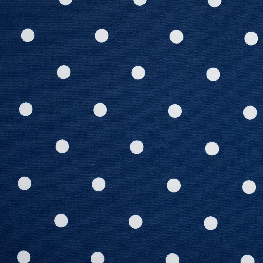 Estate Blue Cotton Canvas Polka Dots | Mood Fabrics