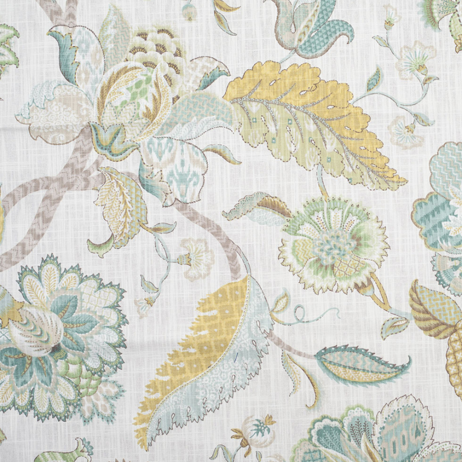 Peacock Asian-Inspired Floral Heavyweight Cotton Woven Print | Mood Fabrics