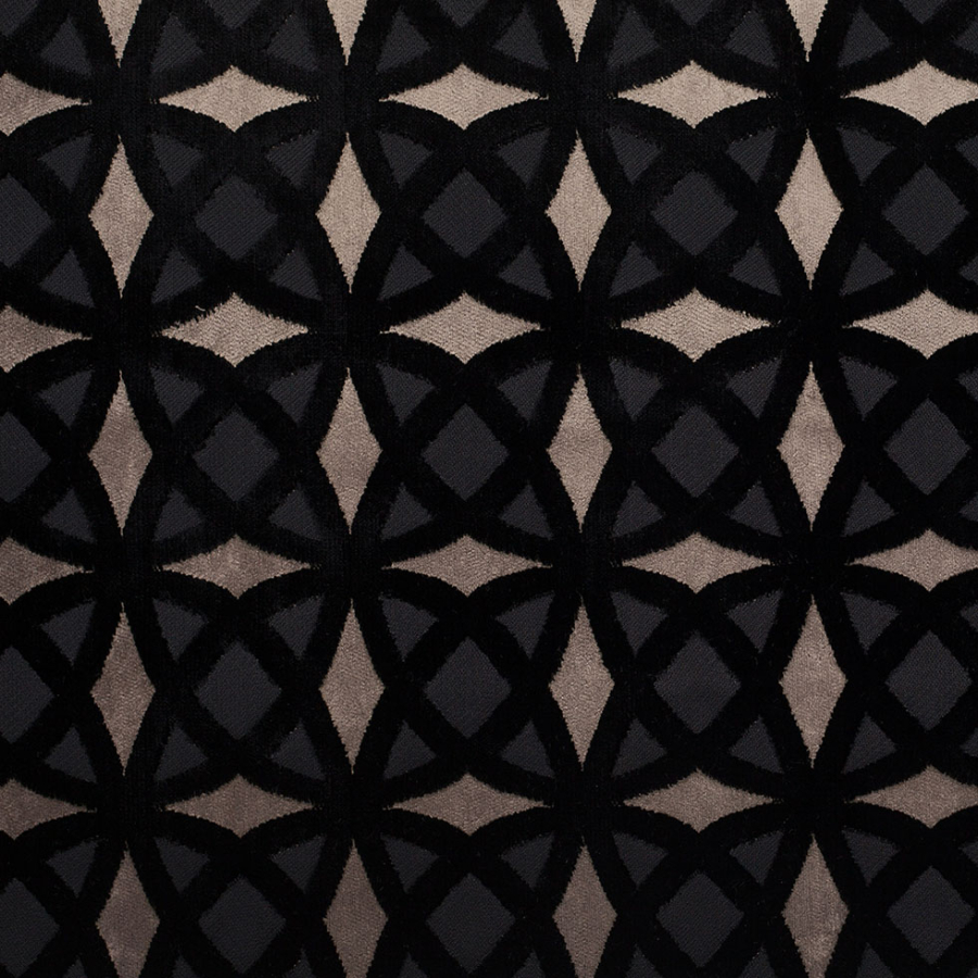 Turkish Ebony Black Geometric Laser Cut Velvet | Mood Fabrics