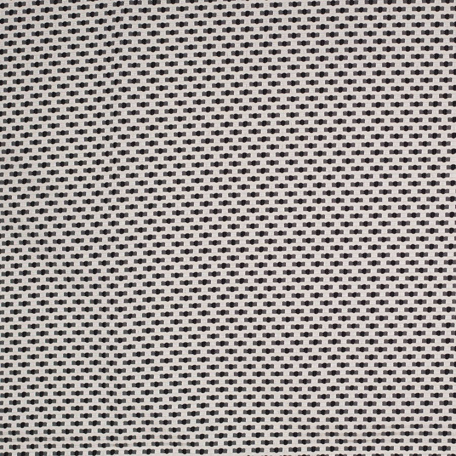 White and Black Polka Dotted Polyester Jacquard | Mood Fabrics