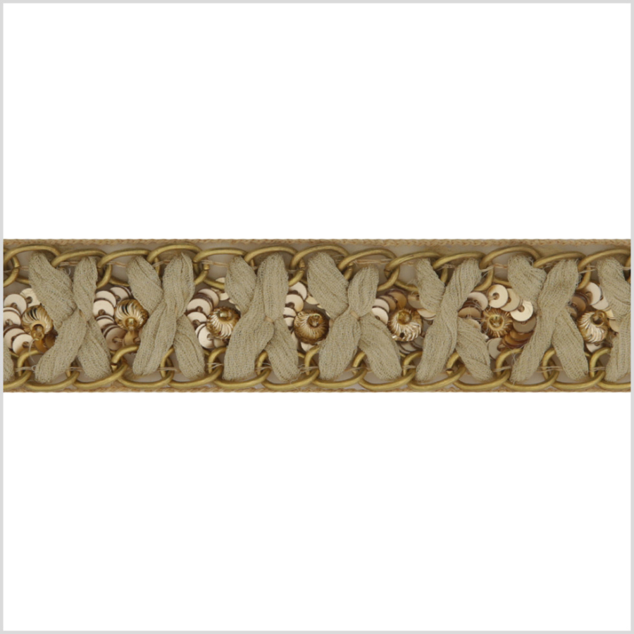 1.125 Gold Sequined Rhinestone Trim | Mood Fabrics