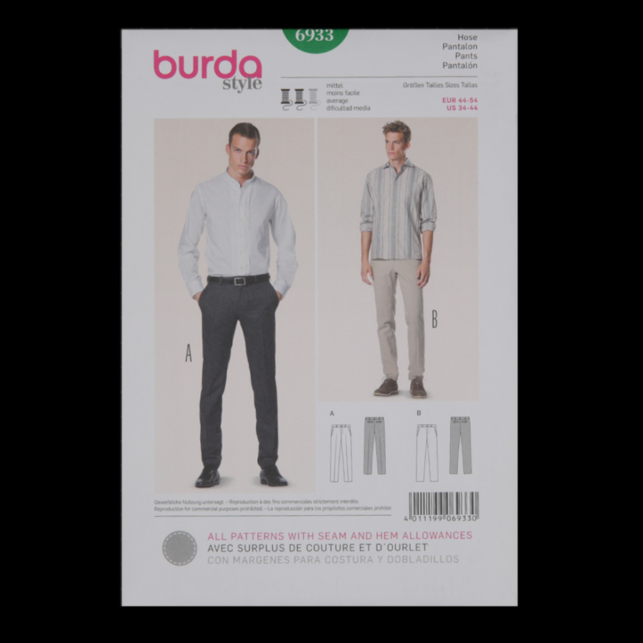 Burda Style Men's Pants Pattern 6933 | Mood Fabrics