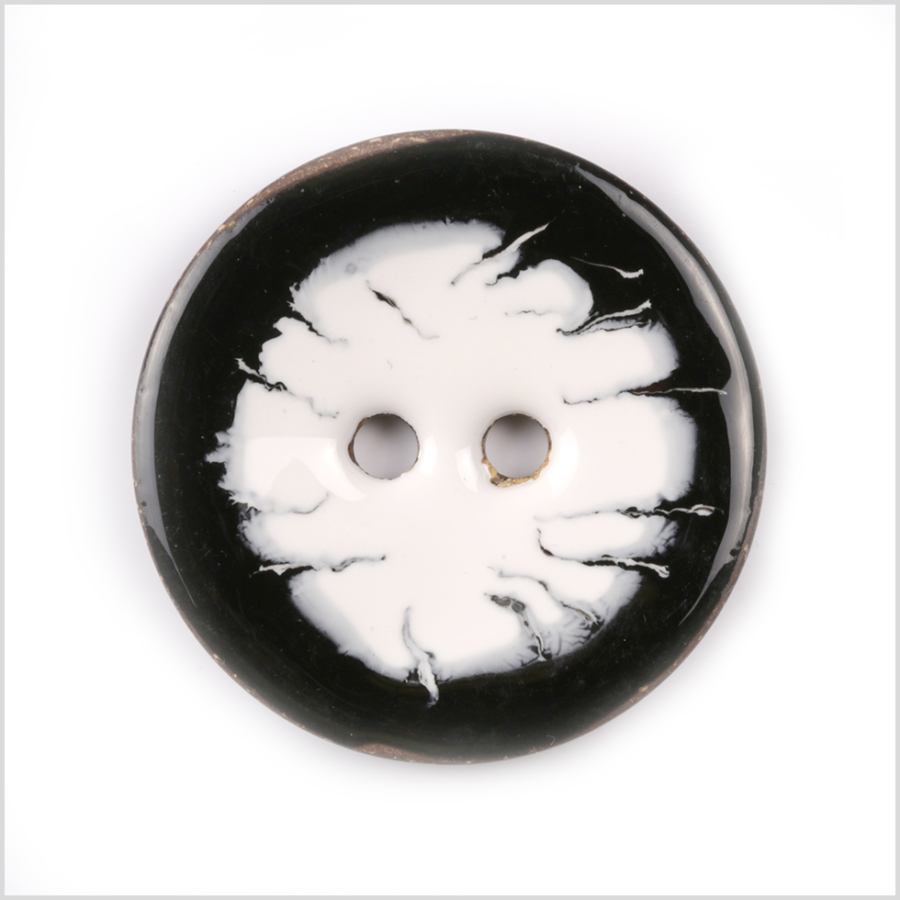 White/Black Coconut Button - 40L/25mm | Mood Fabrics