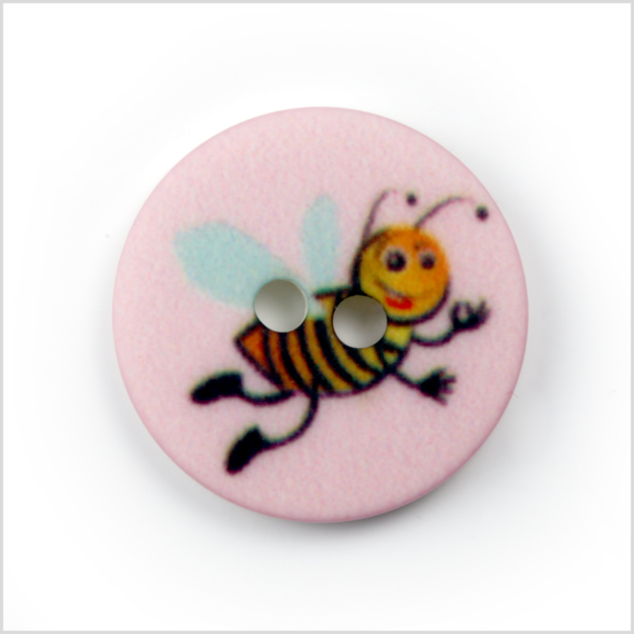 Pink Kids Bumblebee Button - 24L/15mm | Mood Fabrics