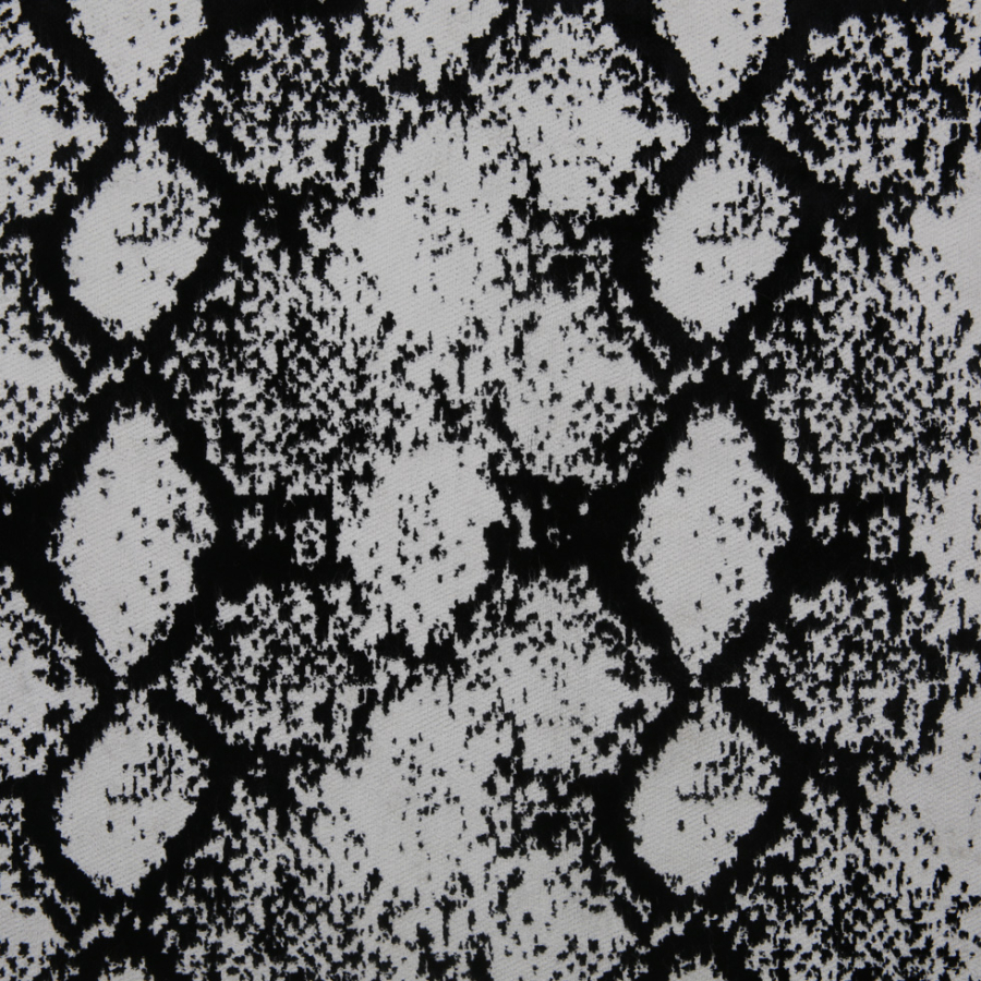 Jet Black Python Polyester-Rayon Velvet | Mood Fabrics