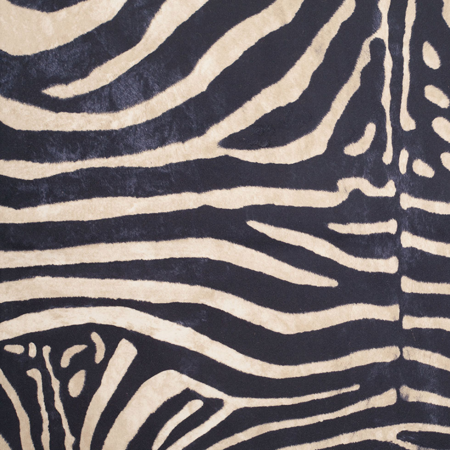 Black/Beige Zebra Printed Micro-Polyester and Cotton | Mood Fabrics