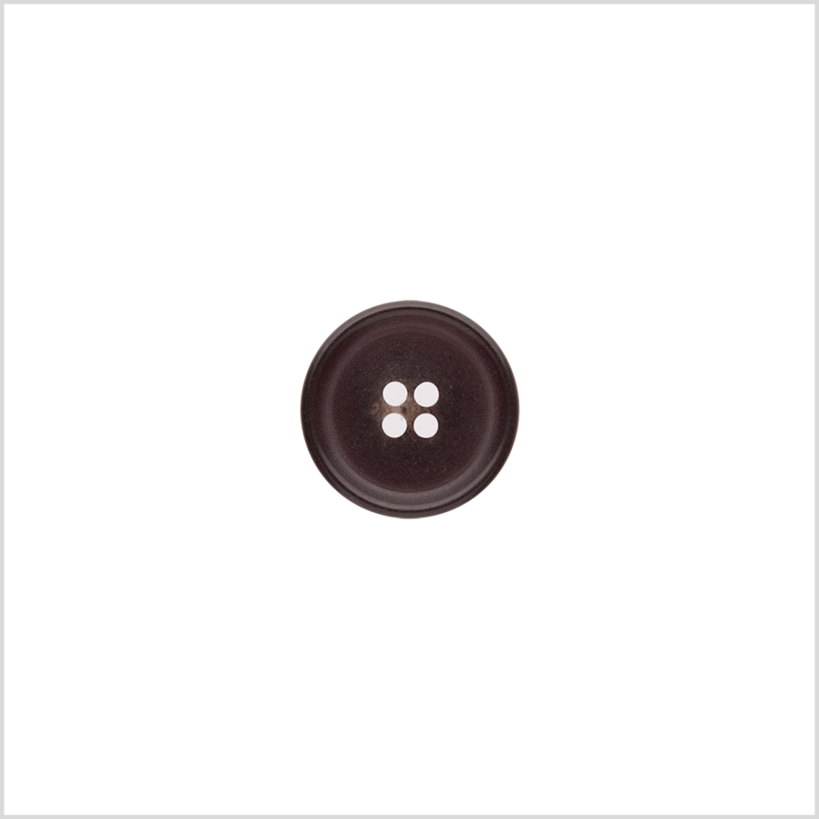 Italian Matte Brown Rimmed 4-Hole Button - 24L/15mm | Mood Fabrics