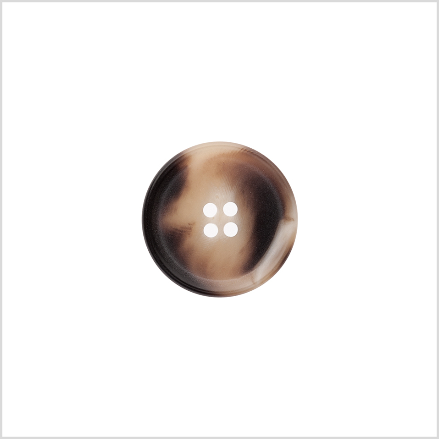 Italian Matte Beige/Brown Rimmed 4-Hole Button - 32L/20mm | Mood Fabrics