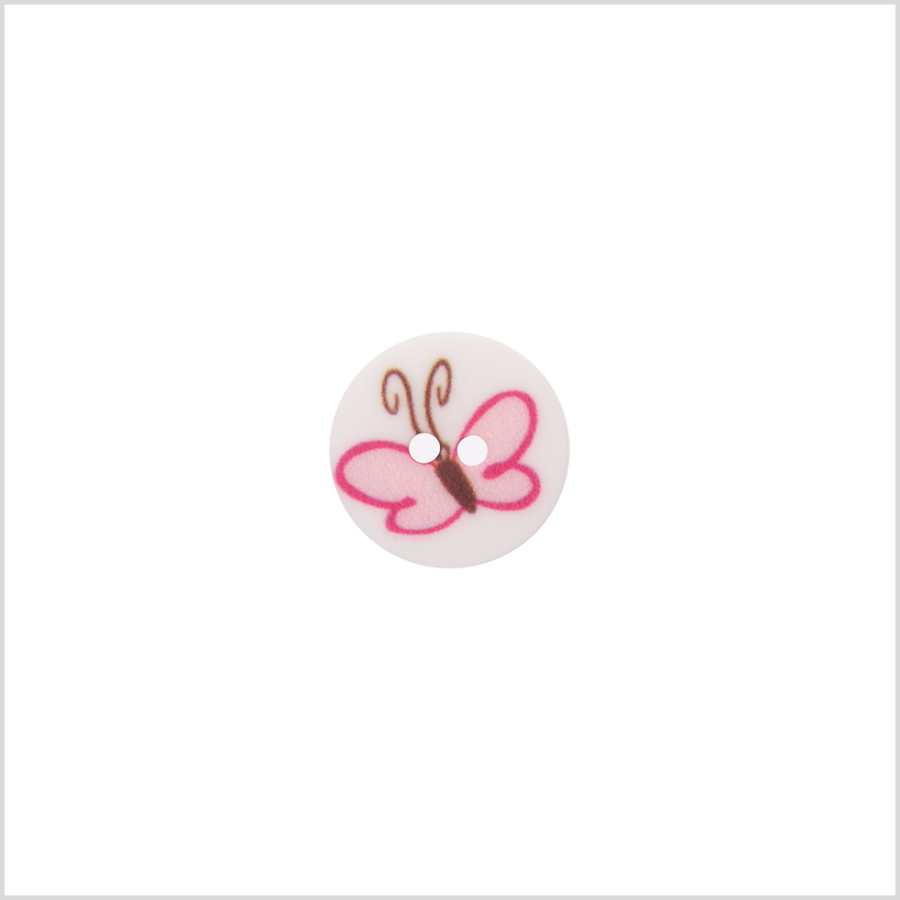 Italian Pink Kids Butterfly Button - 24L/15mm | Mood Fabrics