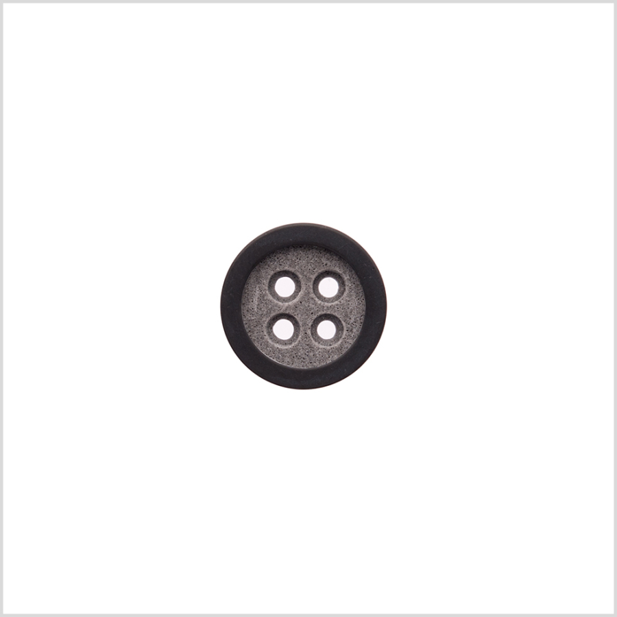 Rimmed Gray 4-Hole Button - 24L/15mm | Mood Fabrics