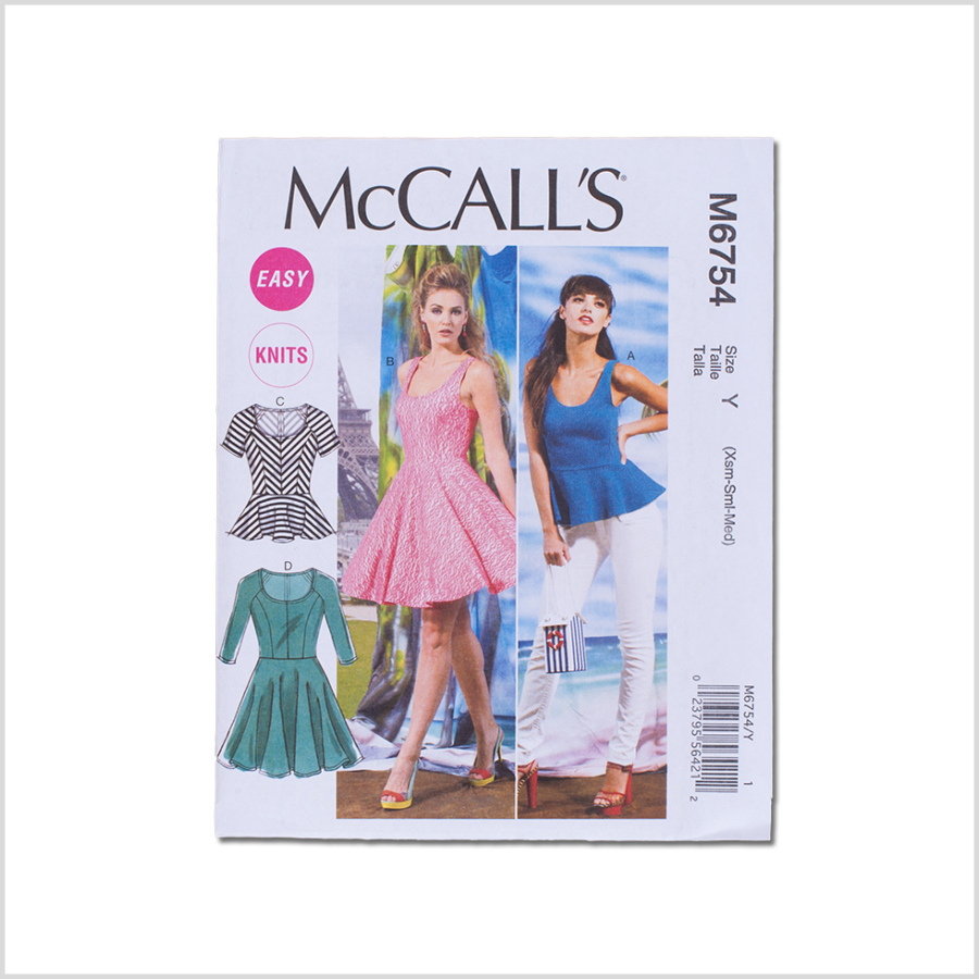 McCall's Fitted Flared Tops and Dresses Pattern M6754 Size Y | Mood Fabrics
