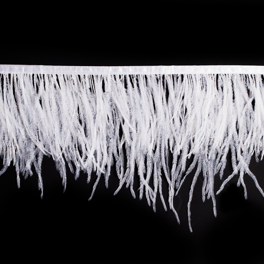 6 Single Ply White Ostrich Fringe | Mood Fabrics